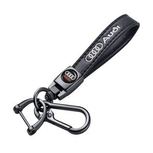 TACOMA Genuine Leather Keychain Compatible with Audi A3 A4 A5 Q5 Q7 R8 Black